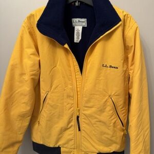 Vintage LL Bean Mens SMALL Warm Up Bomber Jacket Fleece Lined Full Zip Yellow